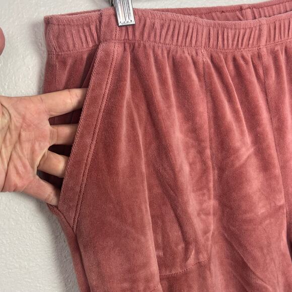 Aerie Women's Size Large Real Obsessed Coral Pink Velour Jogger Lounge Weekend - Picture 4 of 7